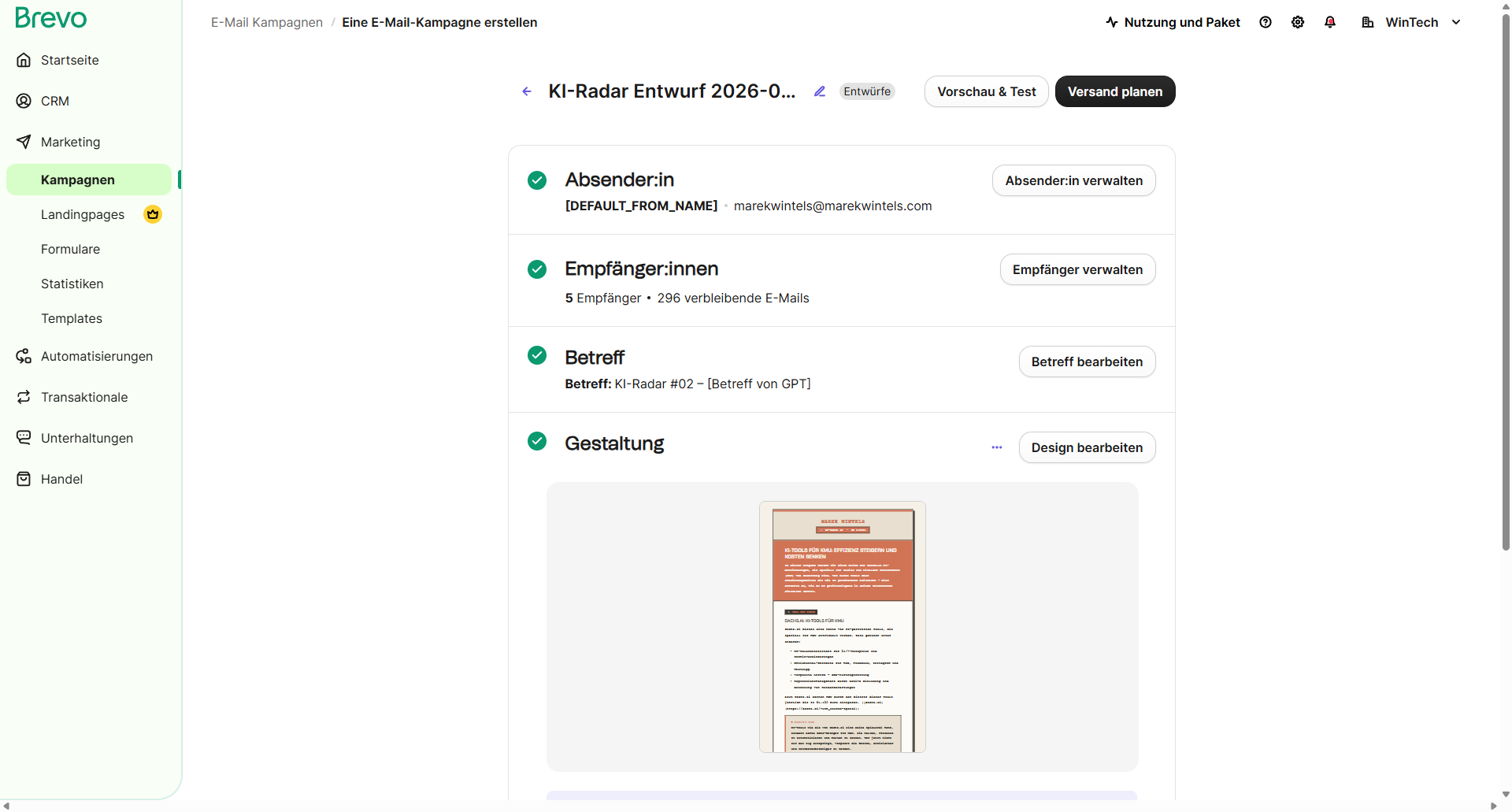 Brevo Draft Screenshot