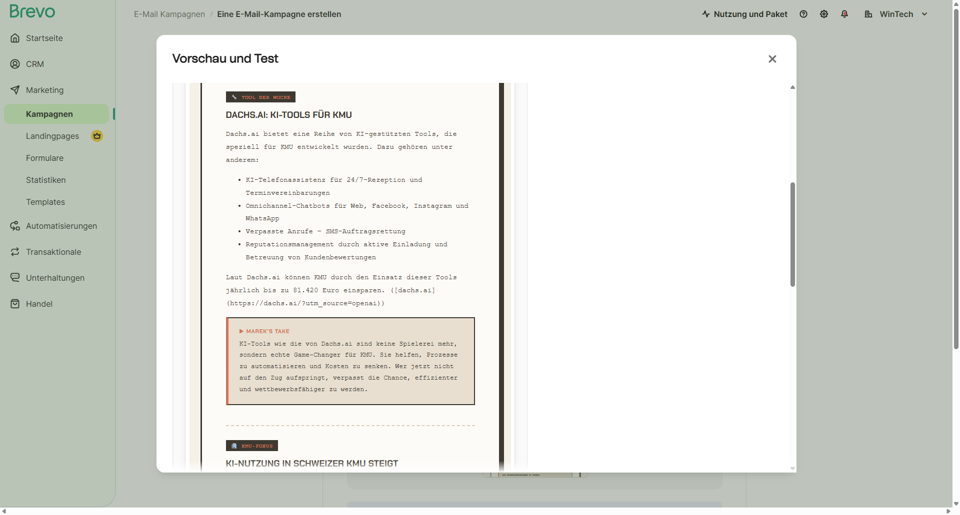 Brevo Preview Detail Screenshot